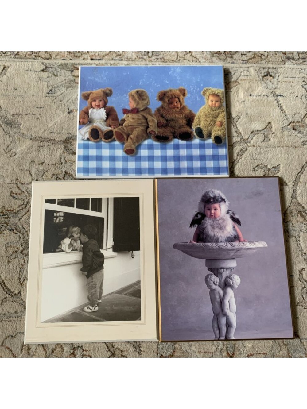 Vintage 1990s Baby Children Wood Wall Plaque Lot of 3 Nursery Decor Photo Art